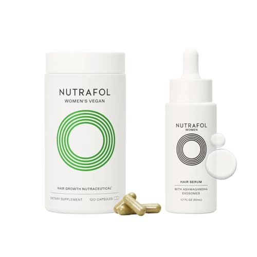 Nutrafol Womens Hair Growth Supplements and Hair Serum Women 18-44 Years Old Clinically Tested for Visibly Thicker Stronger Hair 100% Vegan Ingredients Dermatologist Recommended - 1 Month Supply