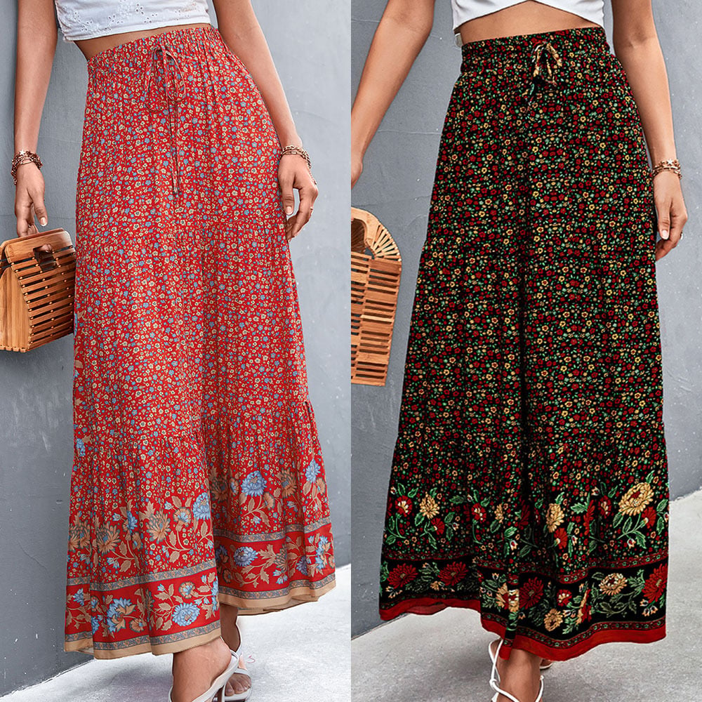 High Waist Floral Long Skirt for Spring and Summer