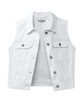 luvamia Denim Vest Top For Women White Vest WomenS Outerwear Vests Womens Denim Vest Womens Jean Vest Winter Cropped Jean Jacket For Women 2024 Size Large Size 12 14