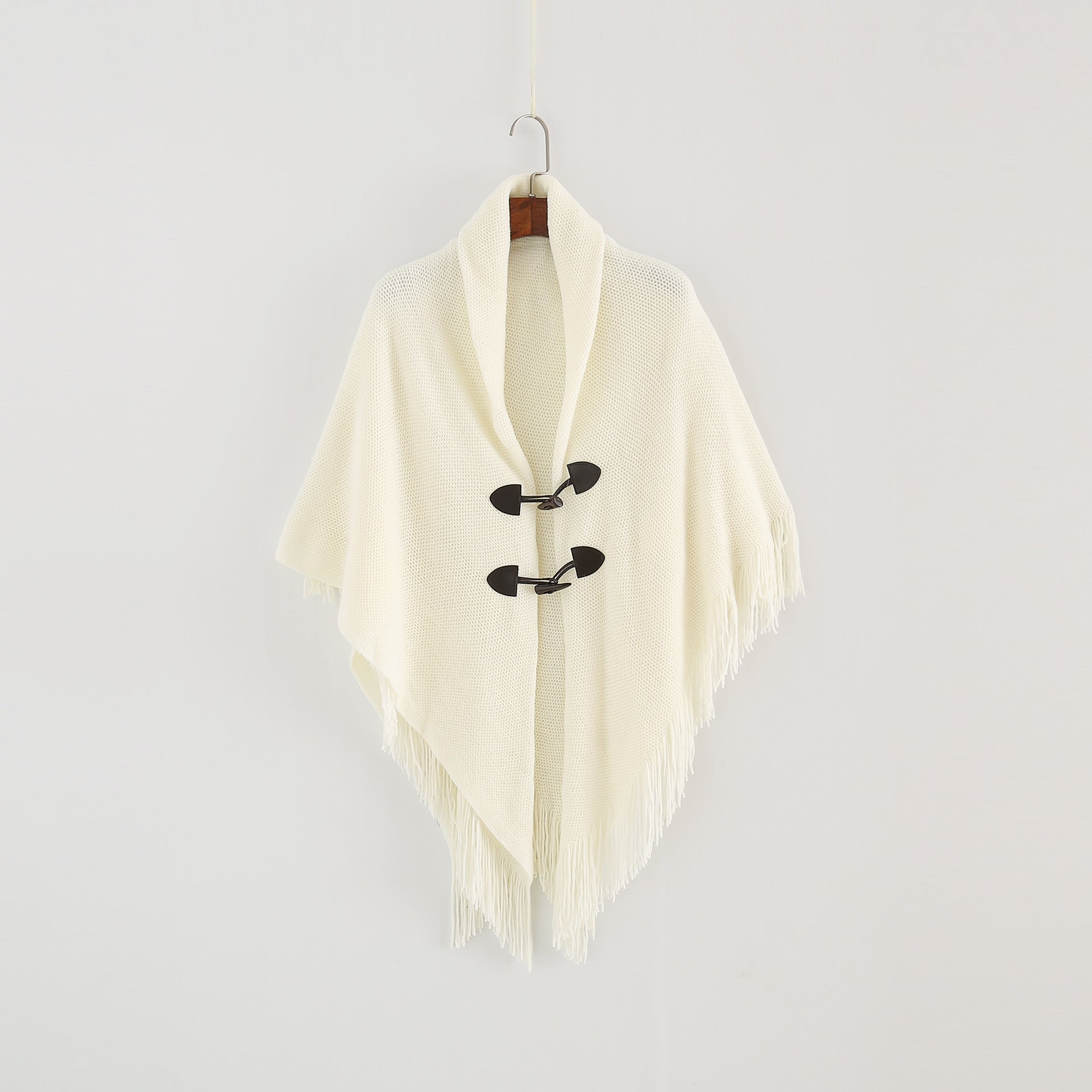 Fashion Button Cardigan with Hooded Cashmere Scarf