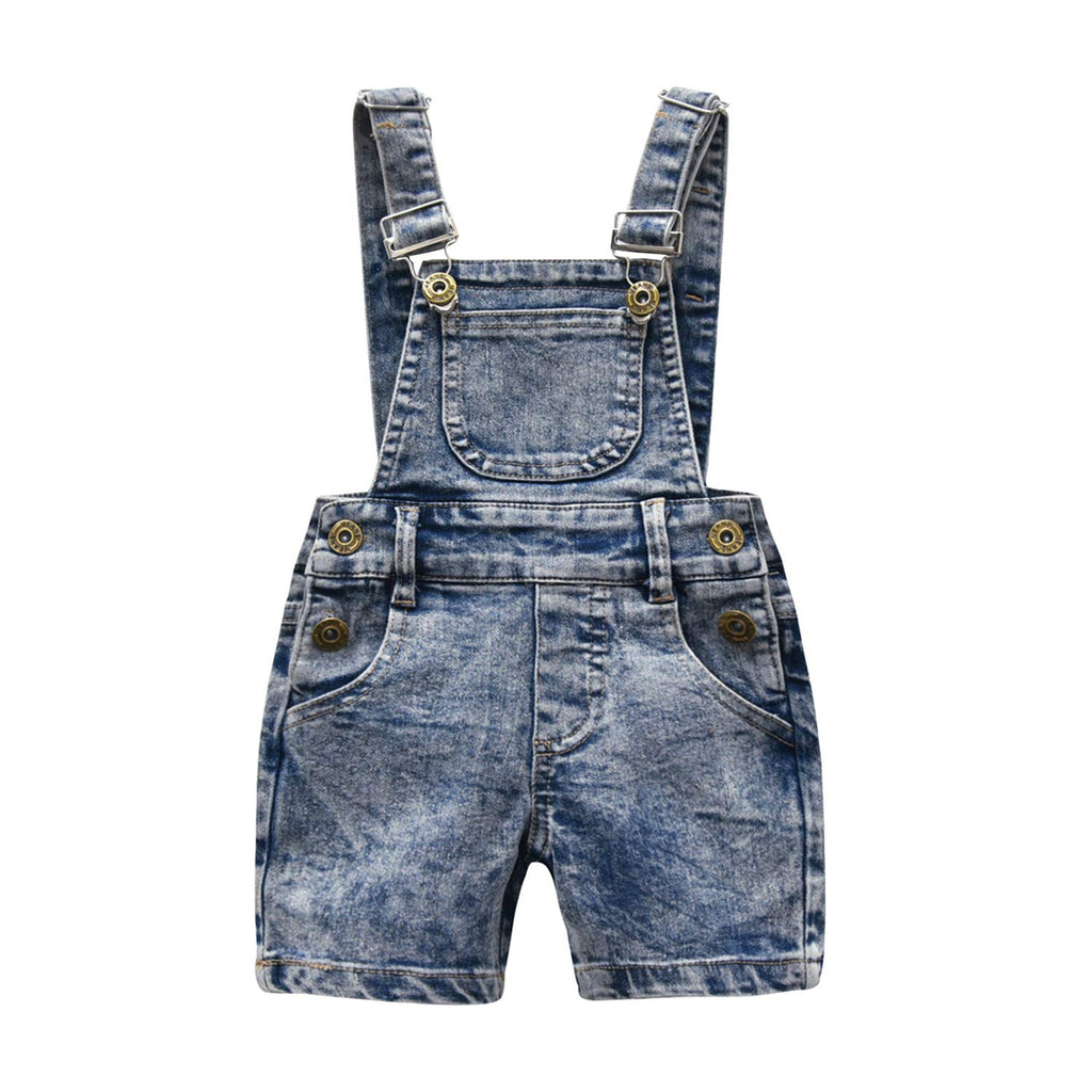 KIDSCOOL SPACE Baby Girl Jean OverallsLittle Kid Denim ShortallBlue18-24 Months