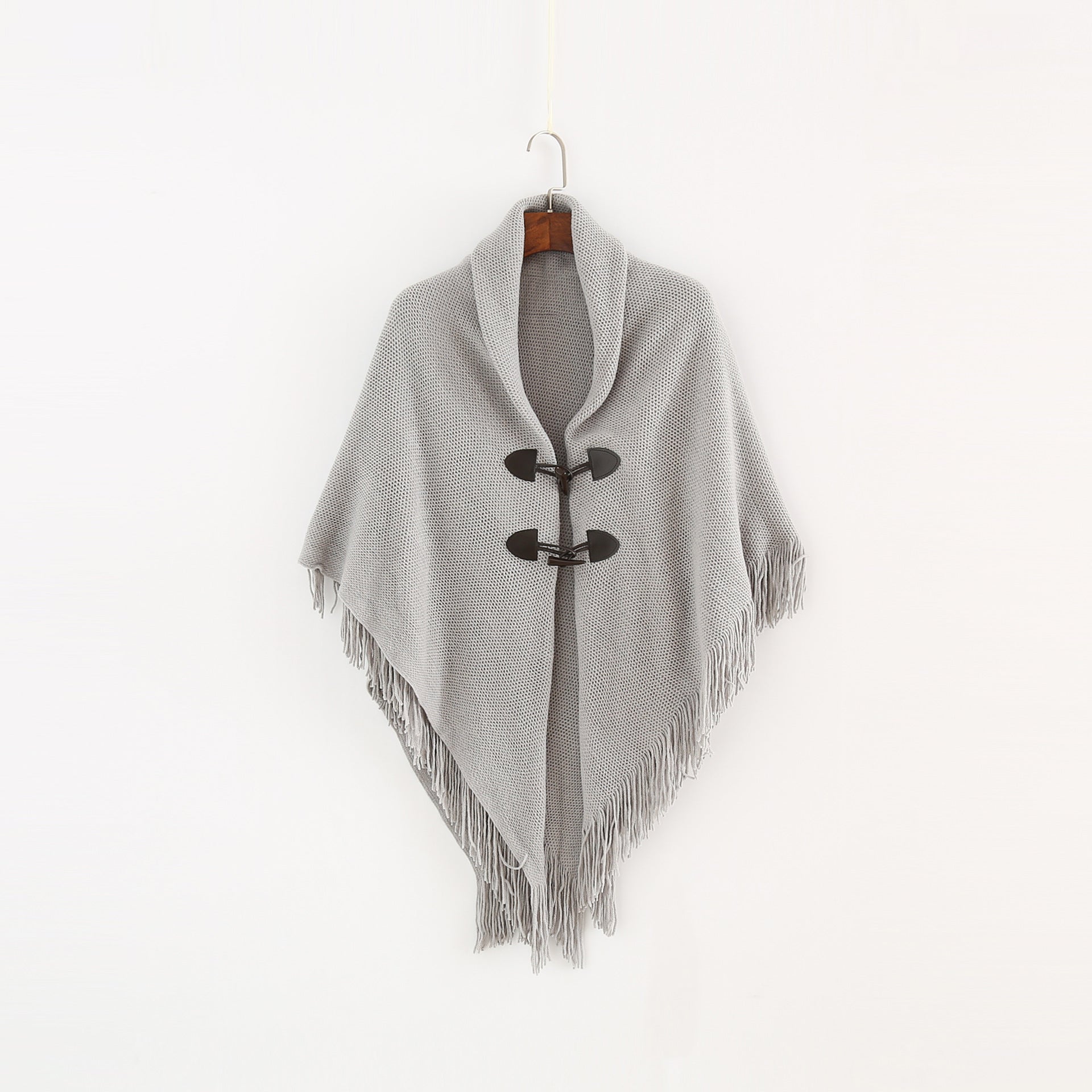 Fashion Button Cardigan with Hooded Cashmere Scarf